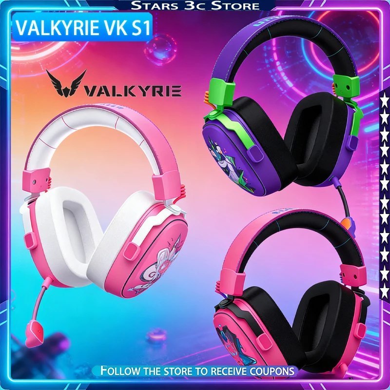 Headset Gamer Valkyrie VK S1 tri mode wireless sem fio 2.4g RGB