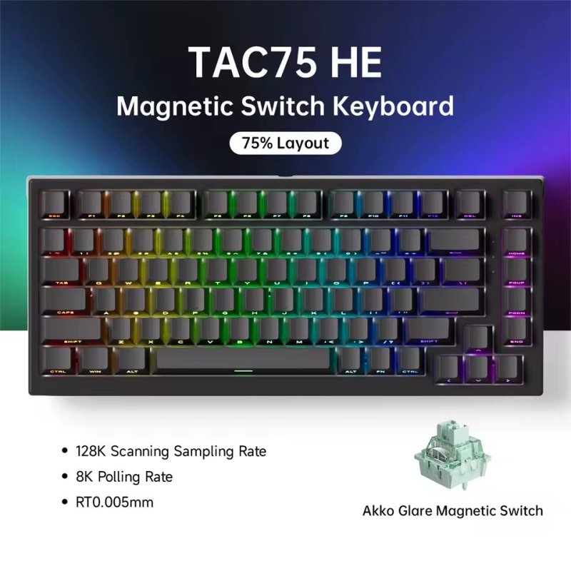 Akko tac75 he 75% Teclado magnético 0.01mm 8000hz RGB