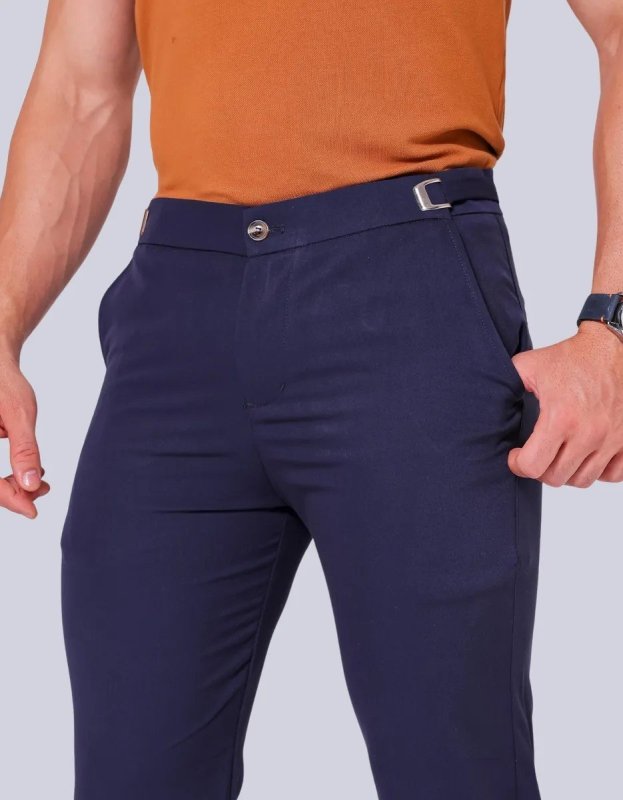 Calça Alfaiataria Masculina Skinny Ajustavel Regulagem Ingle