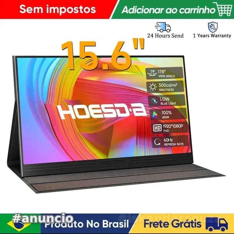 Monitor Portátil Hoesd.a de 15,6 Polegadas FHD HDR IPS para Jogos