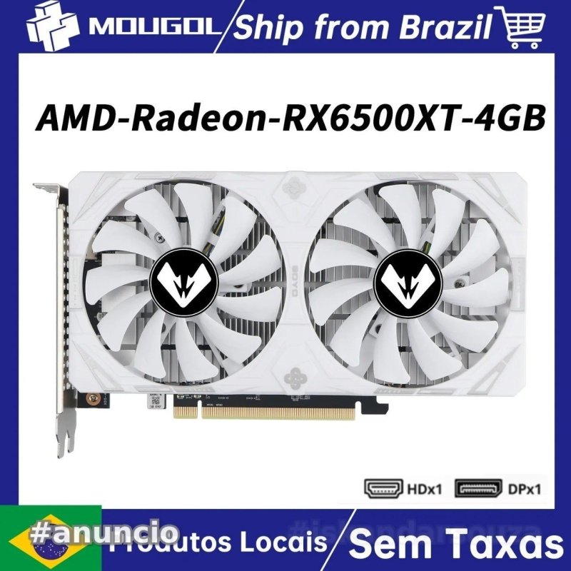 Placa de Vídeo RX 6500 XT MOUGOL White Branca 4GB