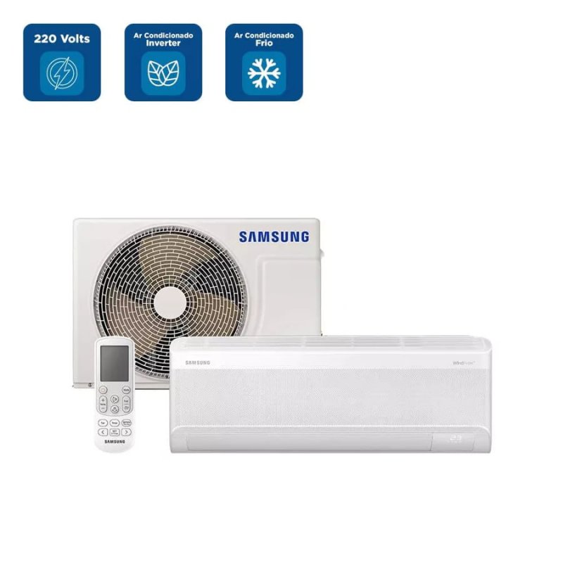 Ar Condicionado Split Inverter Samsung WindFree AI 12000 BTU/h Frio AR12DYFAAWKNAZ – 220 Volts