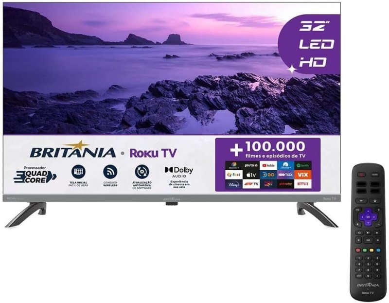 Britânia B32KRA 32" Roku TV - Smart TV HD