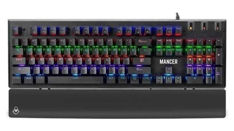 Teclado Mecanico Mancer Tharix, Rainbow, ABNT2, Switch Vermelho, Preto, MCR-THX-RBW01