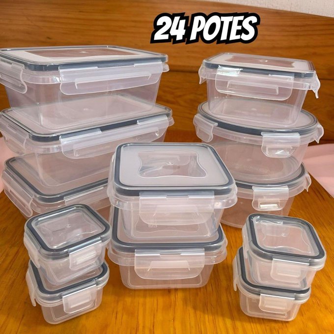 Conjunto 24 Potes Herméticos Croix Empilhavel Tampa E Trava! + Frete Grátis