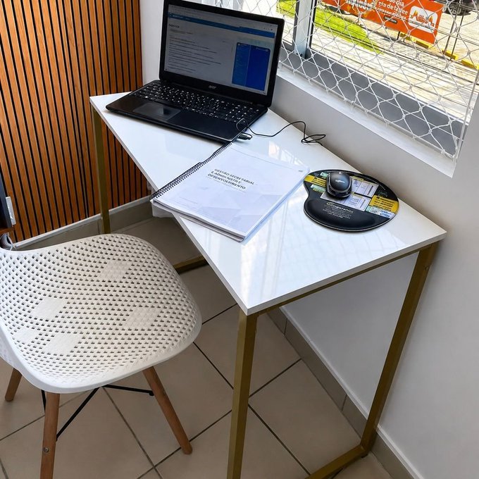 Escrivaninha Industrial Mesa Estudo Aparador Office Aço Mdf