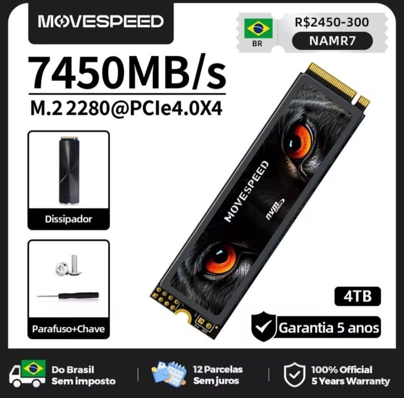 4TB - SSD Nvme Movespeed Gen 4 7450MB/s