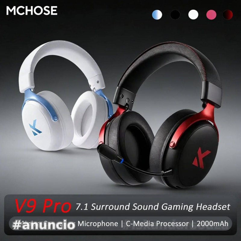 Headset MCHOSE V9 Pro Gaming Headset, Over-Ear Quad-Mode (VERSÃO PRETA)