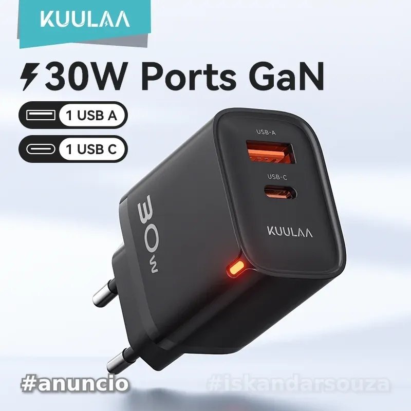 KUULAA 30W GaN Carregador PD 3.0 QC4.0 USB C