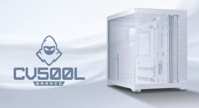 Gabinete Gamer Aquário Mancer CV500L, Mid Tower, Lateral De Vidro, Branco, MCR-CV500L-WH