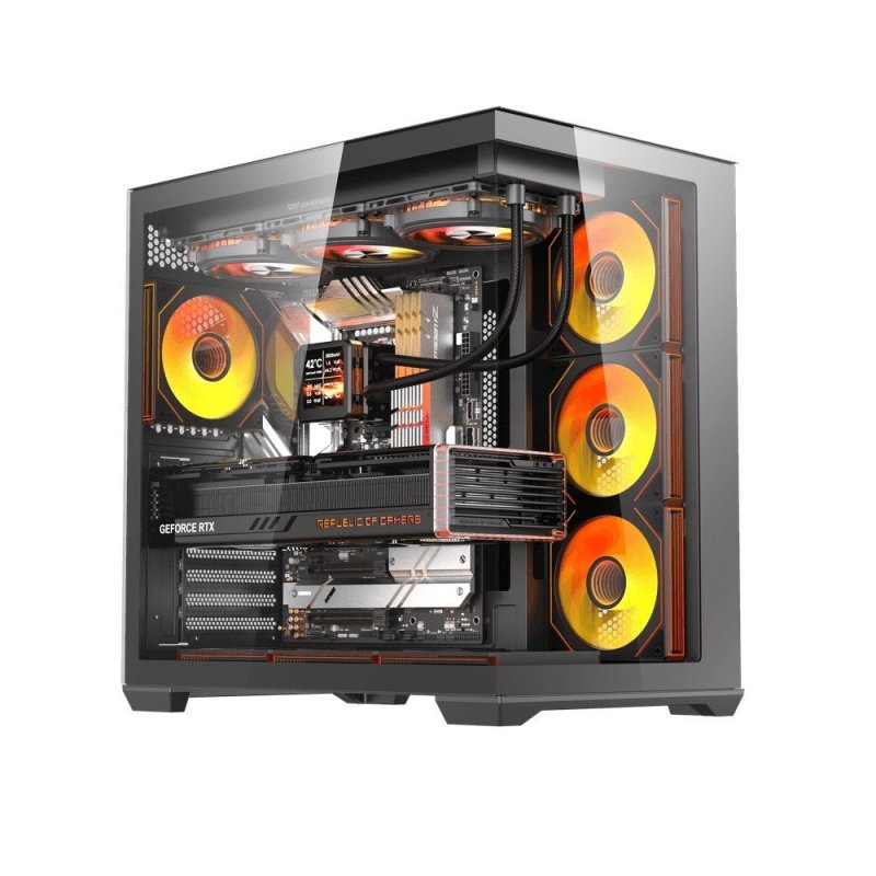 Gabinete Gamer Aigo DarkFlash C280, Mid-Tower, Lateral de Vidro, Com 7 fans, ARGB, Preto