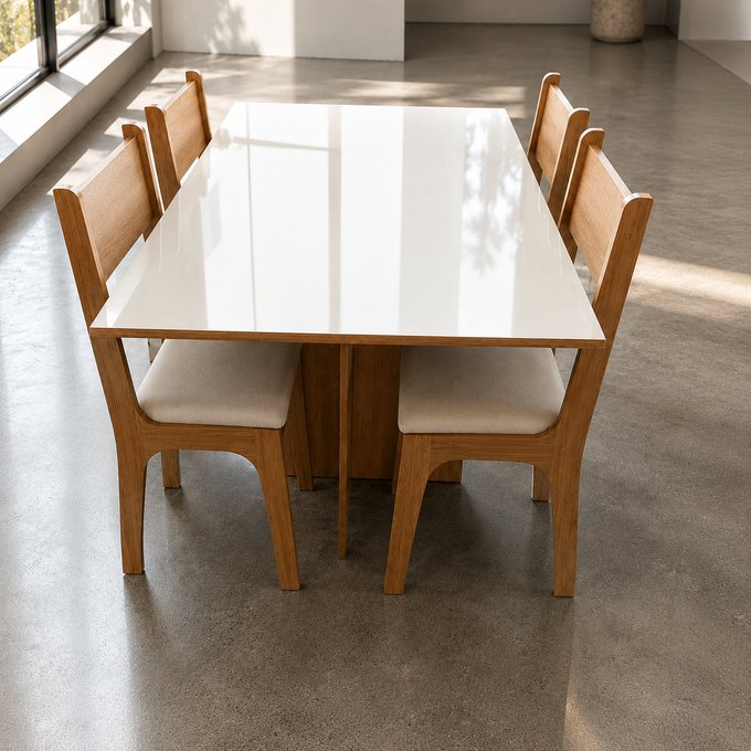 Mesa Sala De Jantar Com 4 Cadeiras Amanda Mel + Frete Grátis