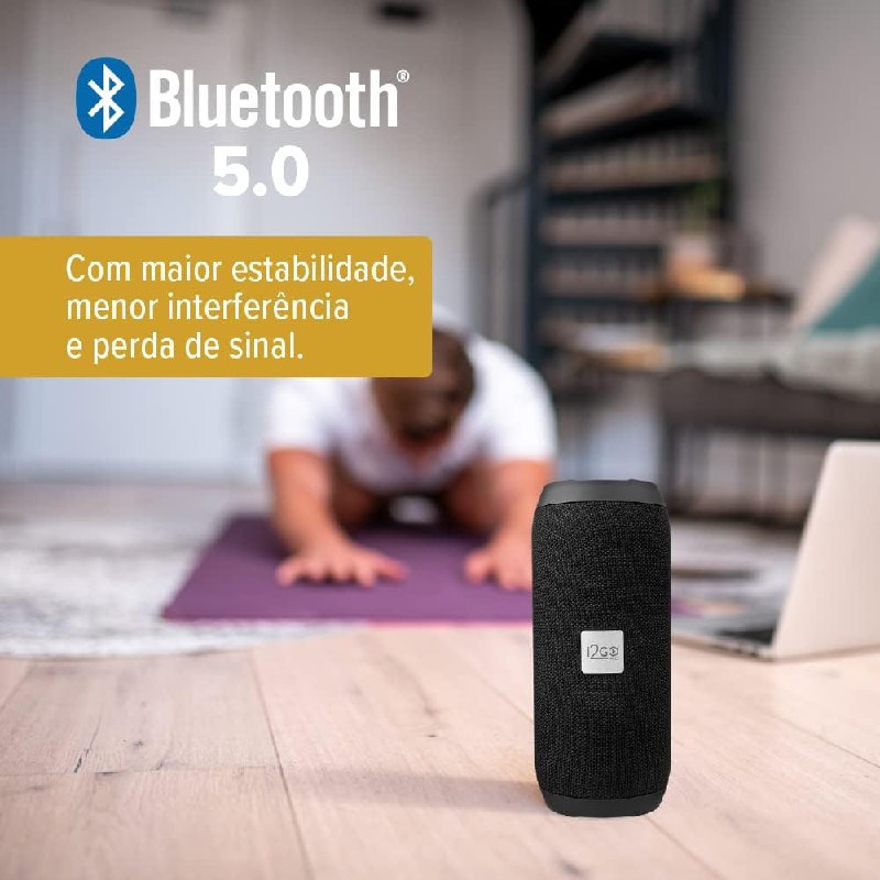 I2GO Caixa De Som Bluetooth Essential Sound Go 10W RMS - Resistente à Água - Preto