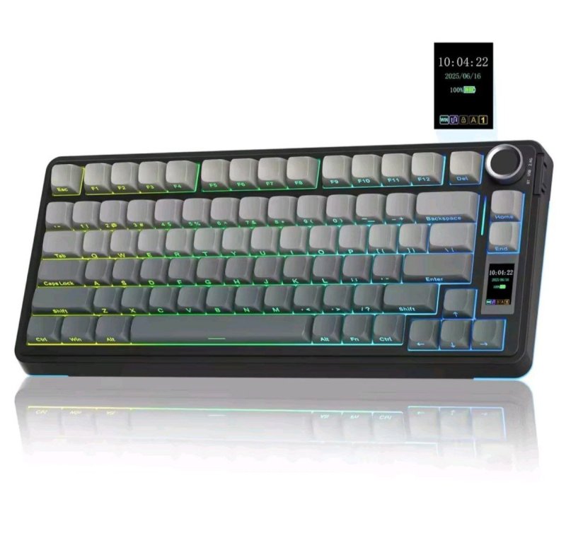 Teclado Gamer AULA S75Pro 75% com Luz RGB e Tela TFT