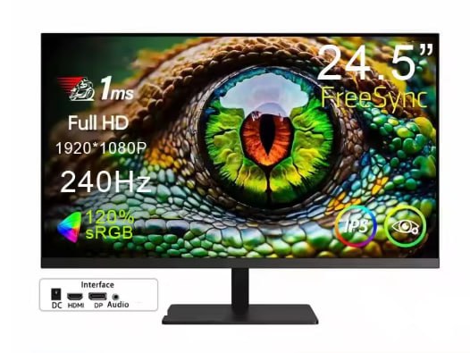 Monitor Arzopa 240Hz para jogos 24,5 polegadas