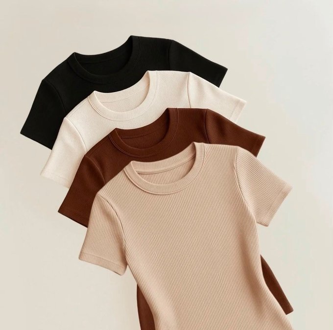 Kit 4 Blusas Feminina Ribana Canelado Estilosa Básica Casual + Frete Grátis