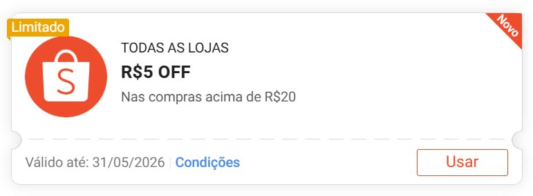 Cupom Shopee - R$ 5 OFF em R$ 20