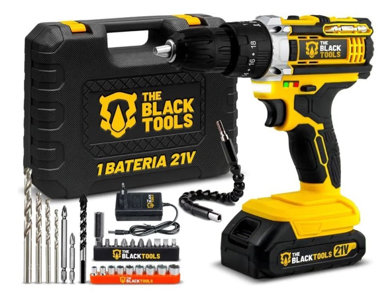 Parafusadeira E Furadeira Impacto The Black Tools Tb-21pw 3/8 Cor Amarelo