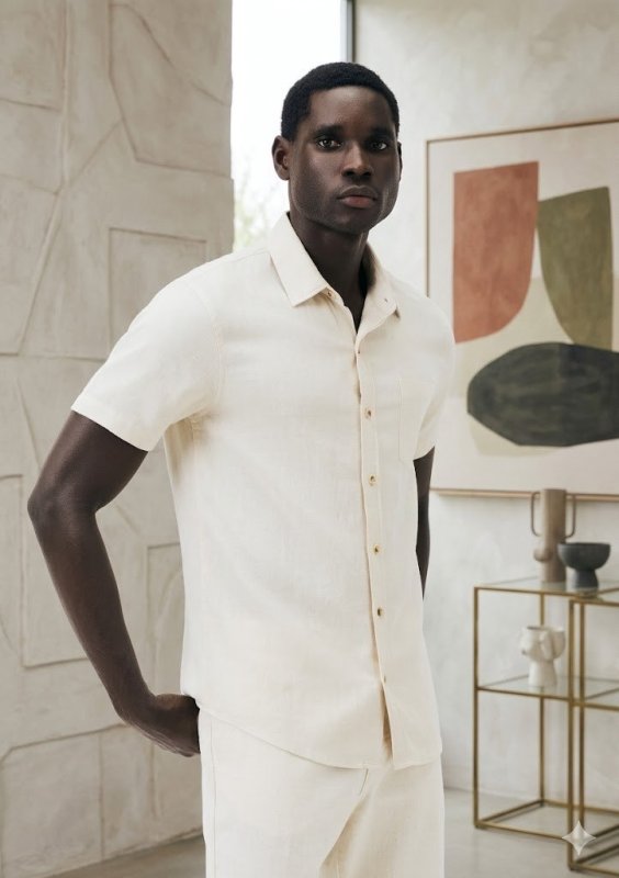 Camisa Básica Masculina Em Tecido Linho Hering