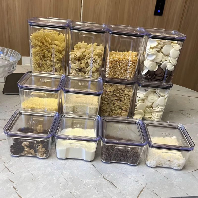 Kit com 12 Potes Porta Mantimento Hermético Quadrado