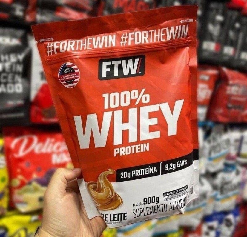 Whey Protein 100% Concentrado Refil 900g Sabor Doce de Leite - FTW