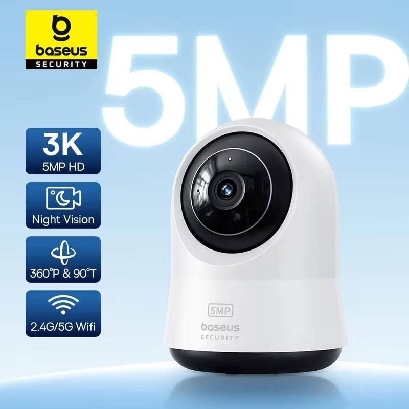 Baseus Câmera IP WiFi 5MP 3K Segurança Interna 2.4G/5G Pan Tilt Zoom 8X Visão Noturna Mini Câmera Vigilância Sem Fio