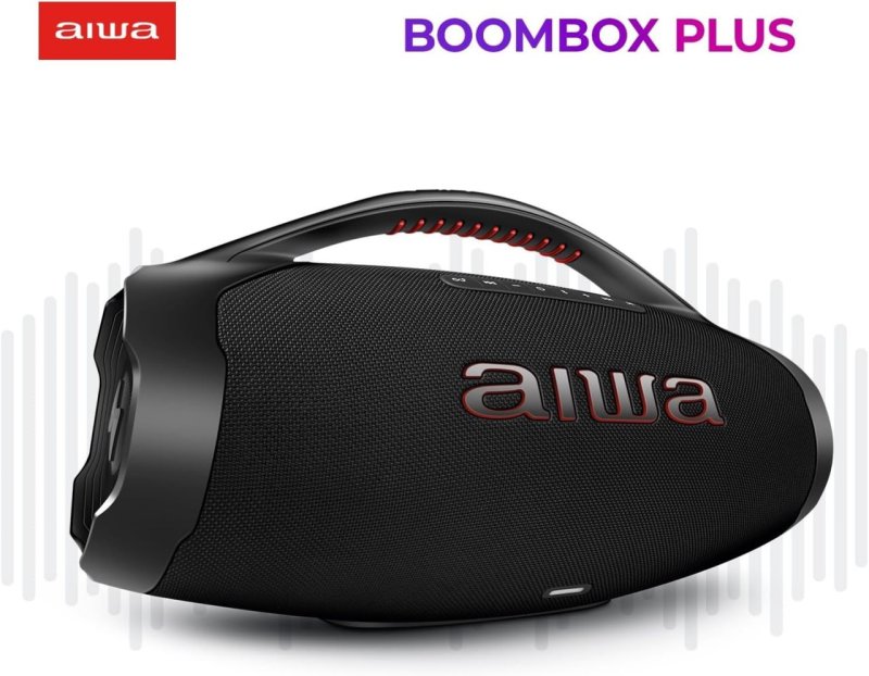 AIWA Boombox Plus BBS-01-B 200W - Bluetooth 5.3 - 30H Bateria - Preto