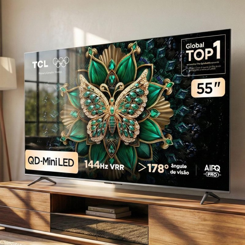 Smart TV TCL 55 Polegadas QLED Mini LED 4K C6K 144Hz HDR10+