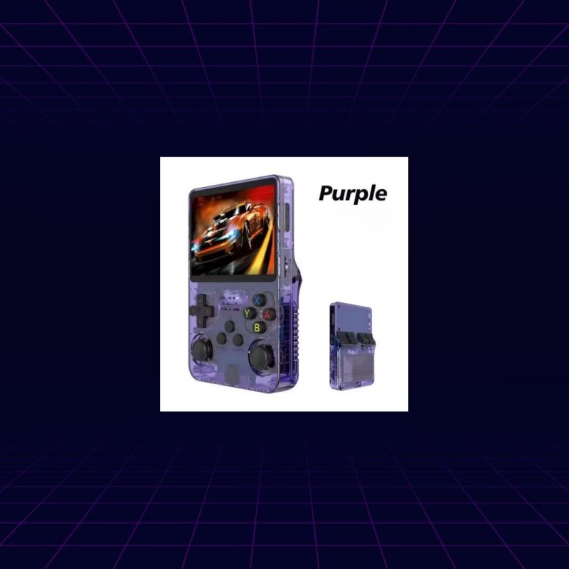 Console Game Retrô Portátil R36S 64GB, Tela IPS 3,5 Polegadas, Roxo