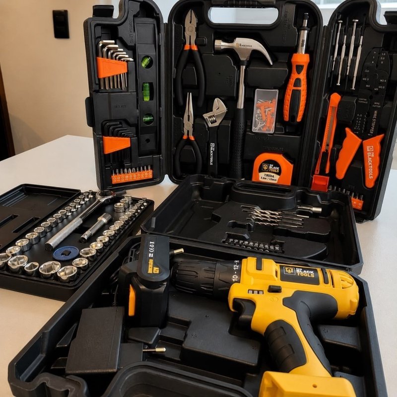 Kit Jogo Ferramentas 169 Peças Soquetes + Parafusdeira 12v