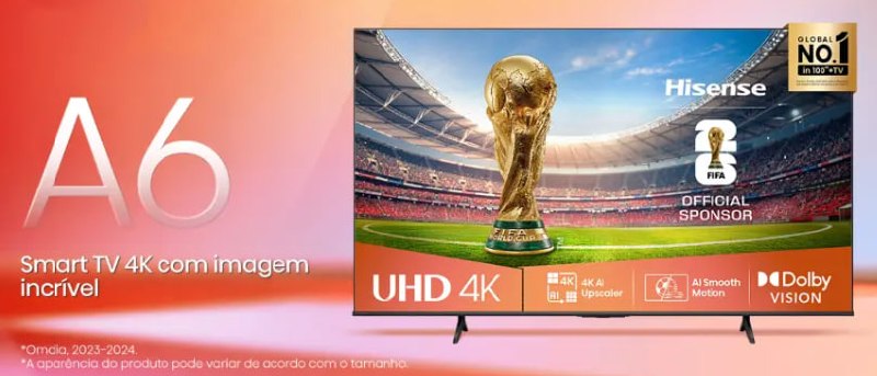Smart TV 4K 55 Polegadas 55A6NV com Dolby Vision, HDR10 Hisense