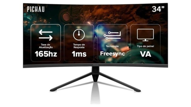 Monitor Gamer Pichau Nexus 34 GO, 34 Pol,VA, Ultrawide, Curvo WQHD, 1ms, 165Hz, HDMI/DP, PG-NXS34GO-BL01