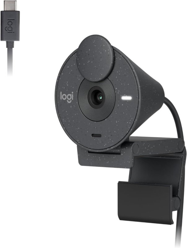 Logitech Brio 300 - Webcam USB-C Full HD - Proteção Privacidade - Grafite
