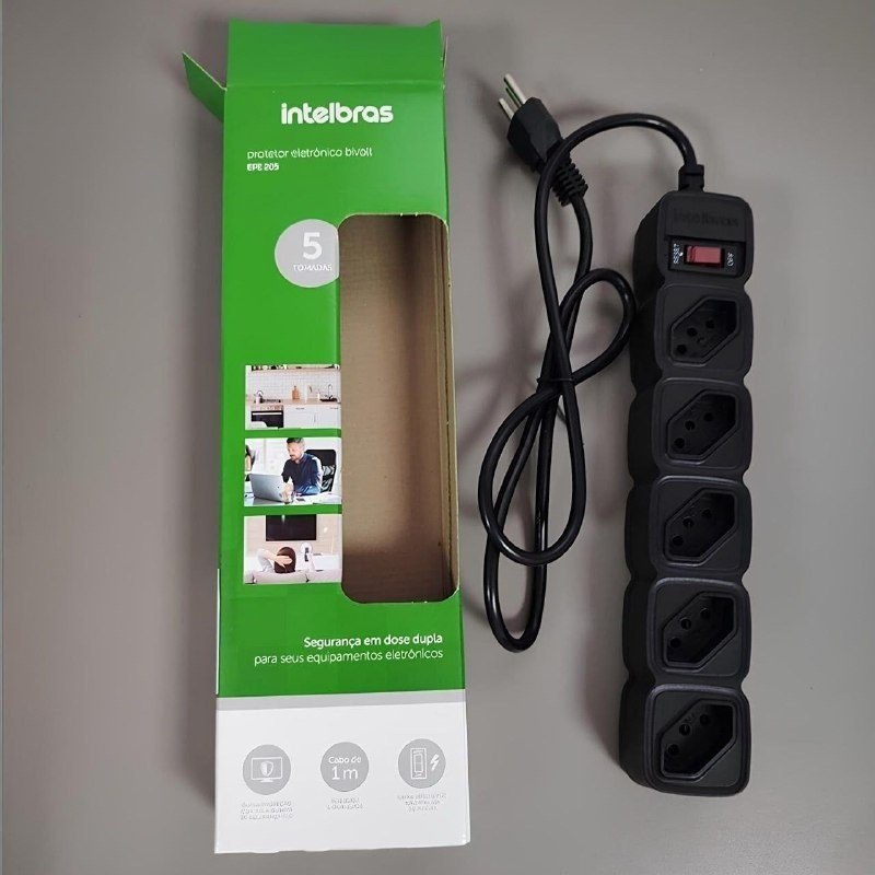 Protetor Eletrônico Filtro de Linha com 5 tomadas Intelbras