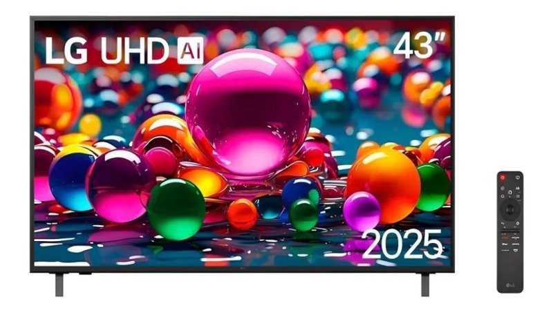 Smart TV LG 43" 4K Ultra HD WebOS 25 AI Processador α7 AI Gen8 Controle Smart Magic Alexa Bivolt 43AU801C0SA + Frete Grátis