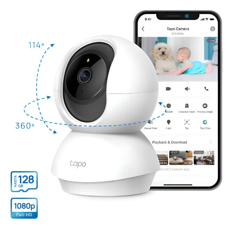 TP-Link Tapo C200 - Câmera WiFi 1080P 360° Pan/Tilt