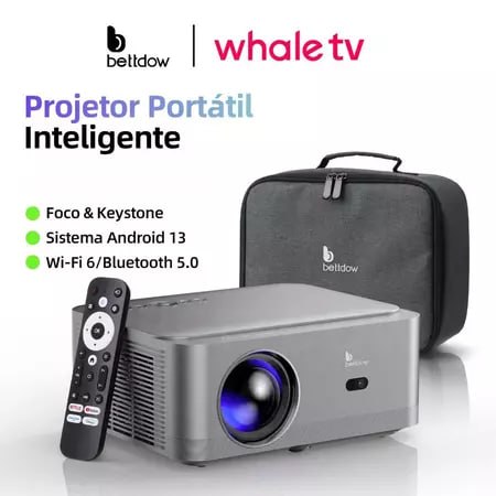 Projetor BETTDOW AC1082 Full HD 1080P 4K 20000 Lumens com foco automático, Wi-Fi 5G e versão oficial da Netflix