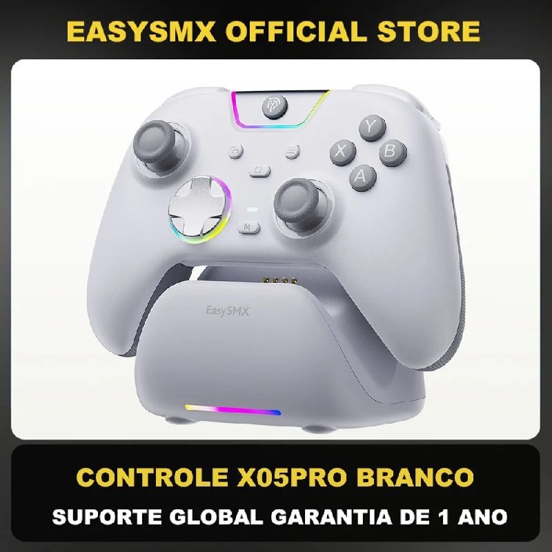 Controle Sem Fio EasySMX X05Pro com Base de Carregamento, Botões Silenciosos, Bateria de 1000mAh, 3 Modos para Switch/PC