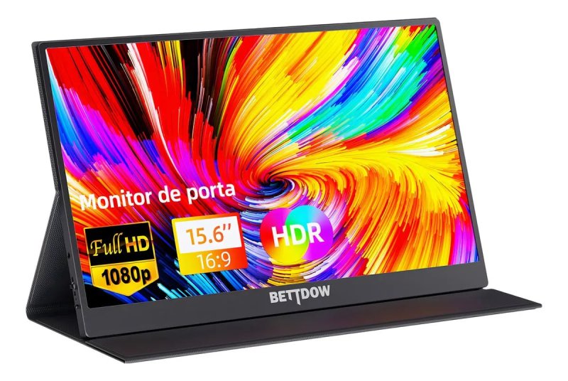 Bettdow Monitor Portátil 15.6'' Full HD 60Hz IPS - 4K Compatível - Preto