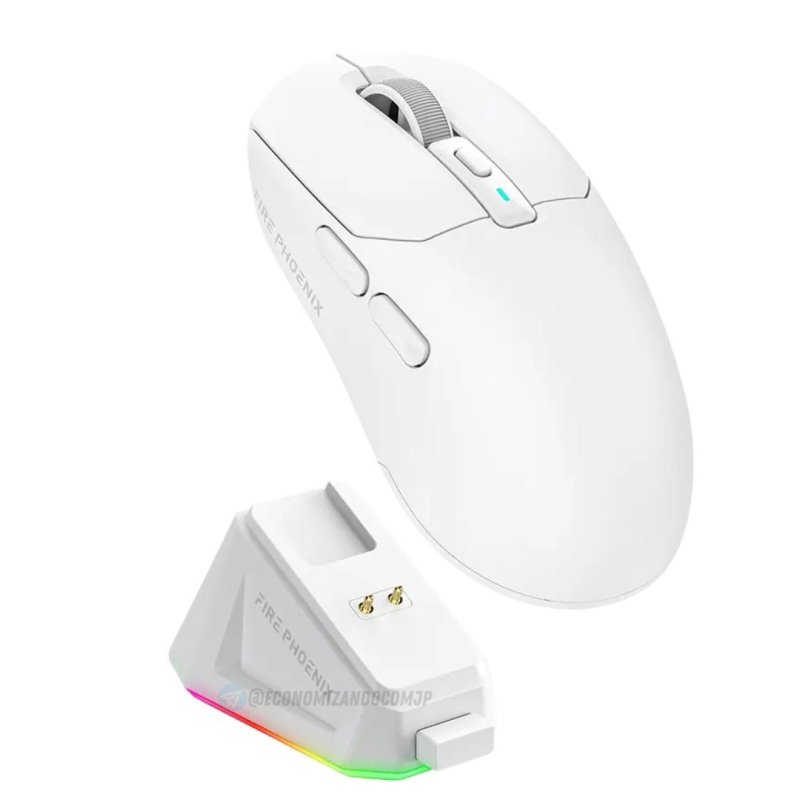 Mouse Gamer Sem Fio Fire Phoenix 24000dpi Paw3311 Branco