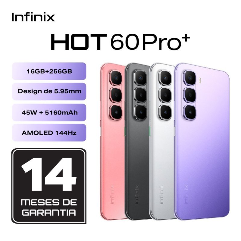 Infinix HOT 60 Pro+ 6,78" mais fino do mundo 5,95mm, tela curva 3D de 144 Hz, bateria de 45W+5160 mAh