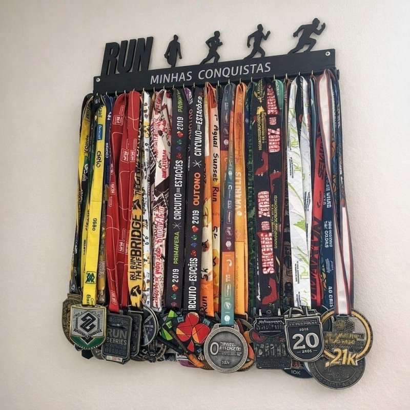 Porta Medalhas Suporte Parede Até 65 Medalhas