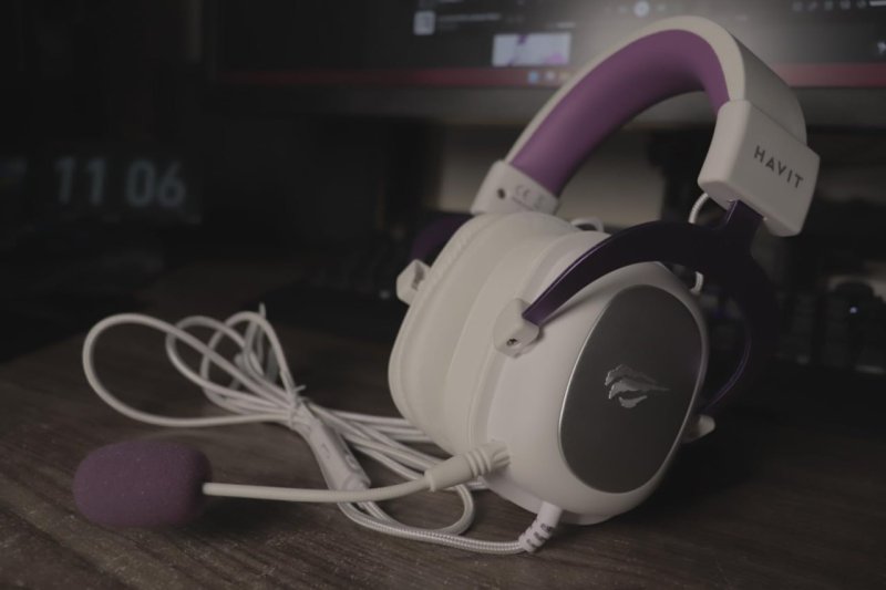 Headset Fone de Ouvido Havit HV-H2002d Purple, Gamer, com Microfone, Falante 53mm, Plug 3, 5mm