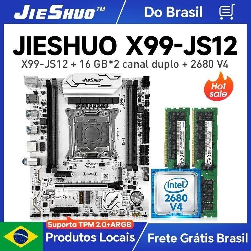 Kit x99 Jieshuo JS12 ARGB + 2680v4 + 1x16GB