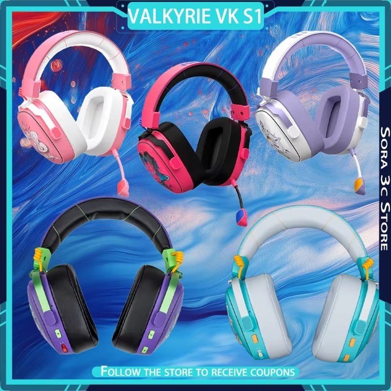 Headset Gamer Sem Fio VALKYRIE VK S1 Tri-Mode Bluetooth 5.3/2.4G P2 15ms RGB Microfone Removível