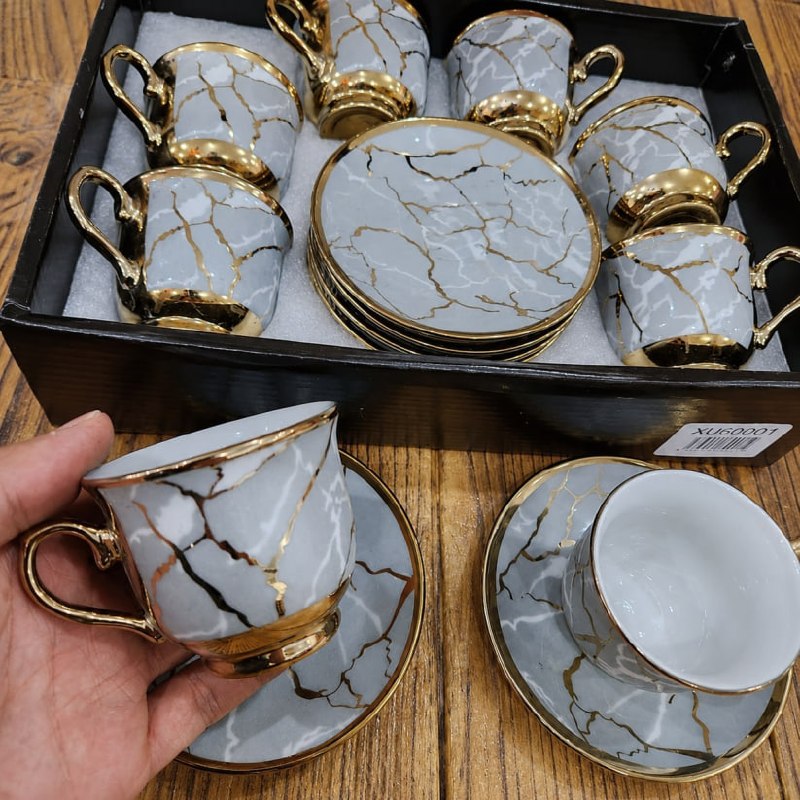 kit 12 Xícaras de Café de Cerâmica em Porcelana