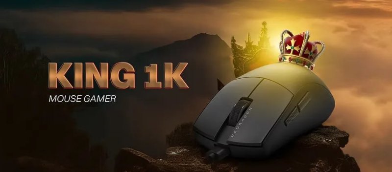 Mouse Gamer Redragon K1ng 1k Preto PAW3327 Cabo USB Tipo-C Removível 12400 Dpi M724