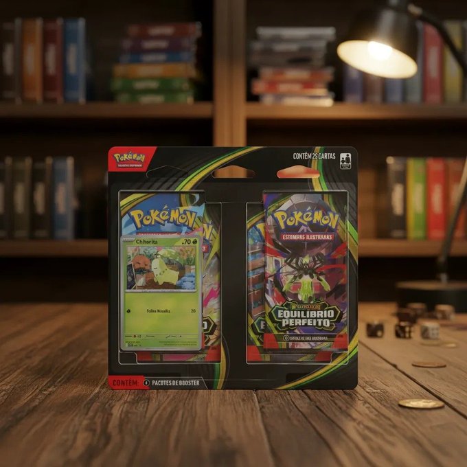 Blister Quádruplo Pokémon TCG Megaevolução Equilíbrio Perfeito ME3 Copag Chikorita + Frete Grátis