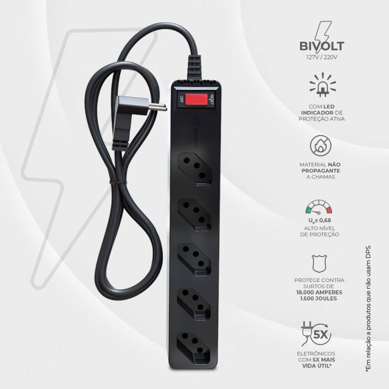 Filtro de Linha iCLAMPER Energia 5 com Proteção contra Surtos Elétricos