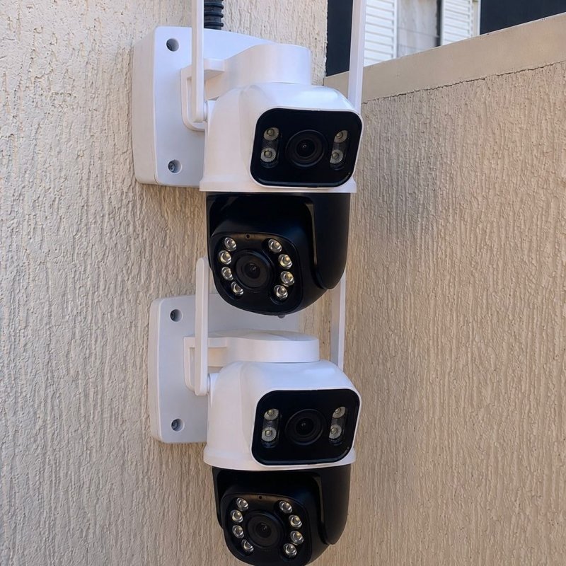 Kit 2 Câmera Wifi Externa A28 App Icsee Dupla Visão 3mp Prova D'água Cor Branco